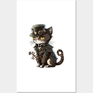 Steampunk Cat cat Posters and Art